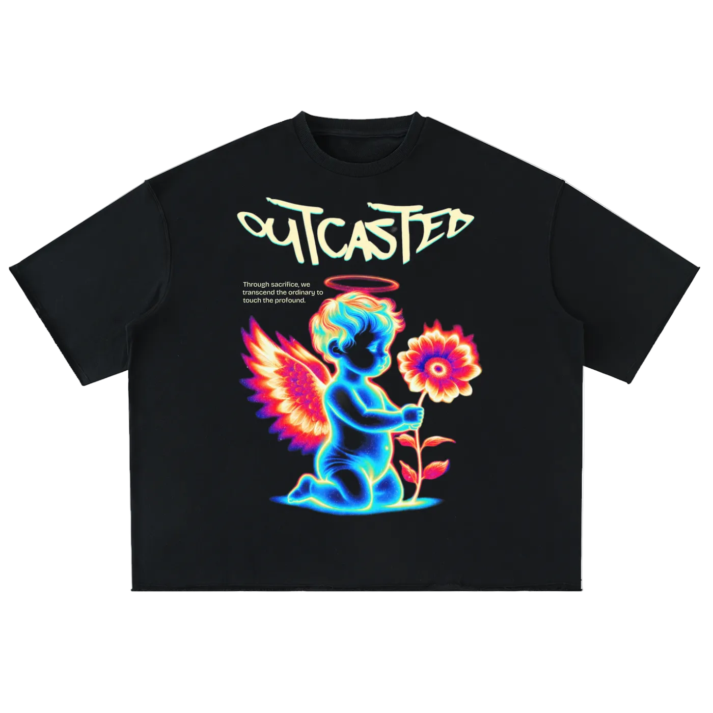 OutCasted Washed Rolled Hem Half Sleeve T-Shirt