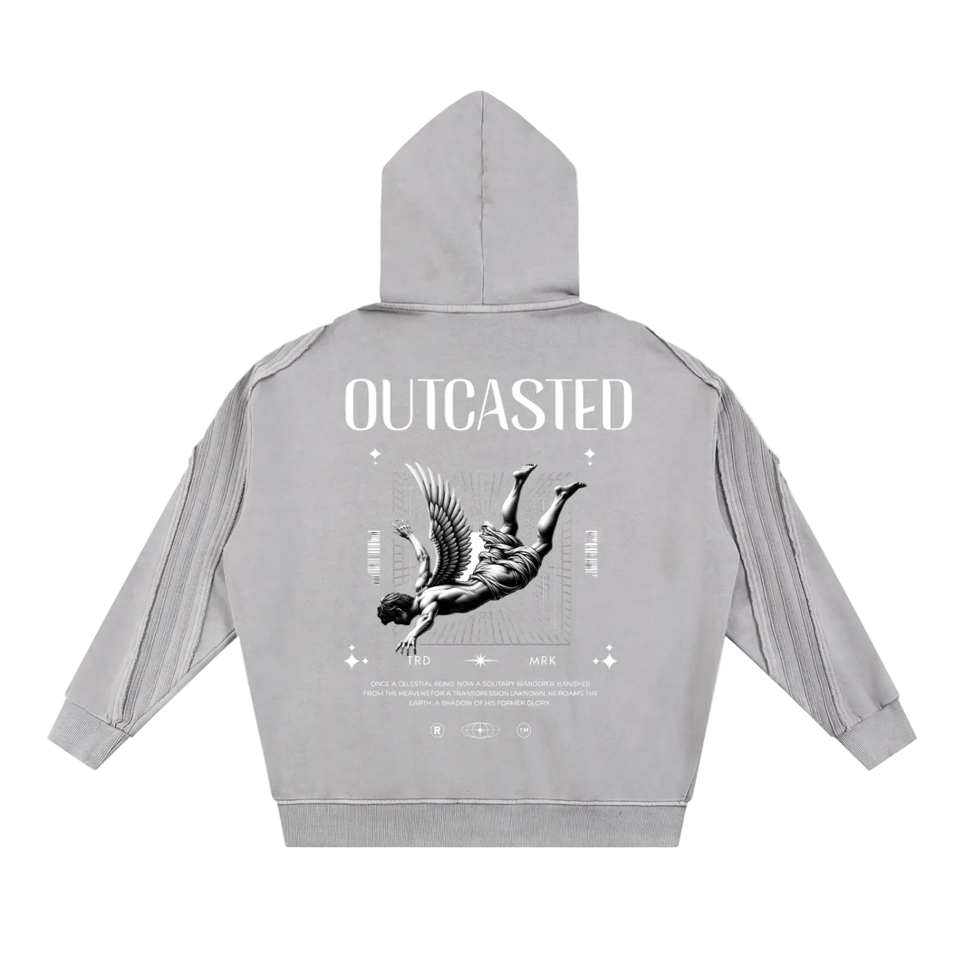OutCasted Snow Washed Tape Raw Edge Zip Hoodie