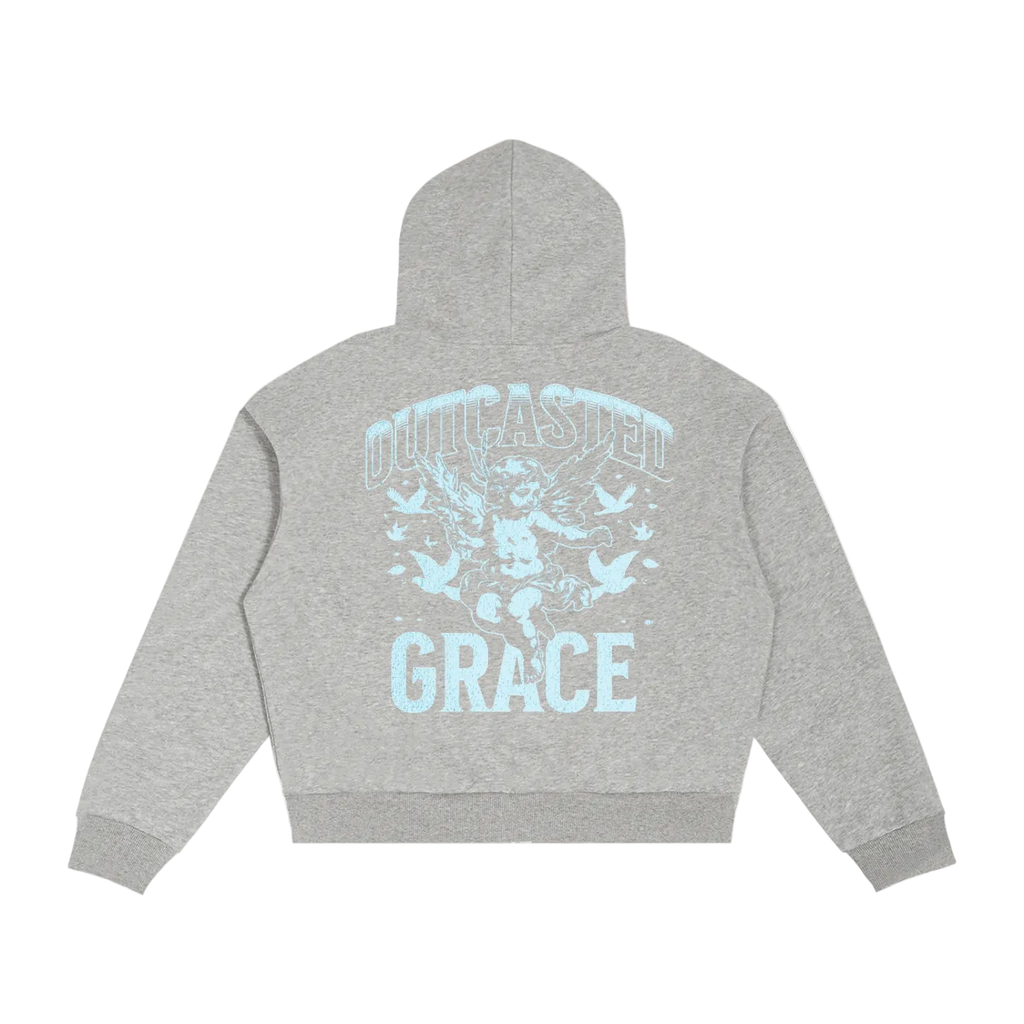 OutCasted Contrast Plaid Boxy Zip Hoodie