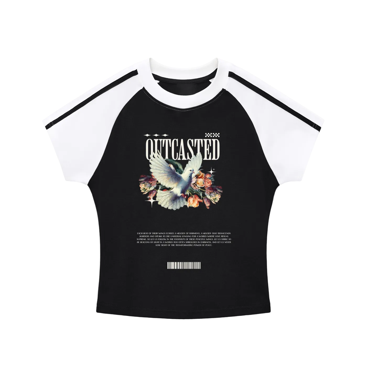 Contrast Stripes Bodycon Raglan  Sleeve T-Shirt