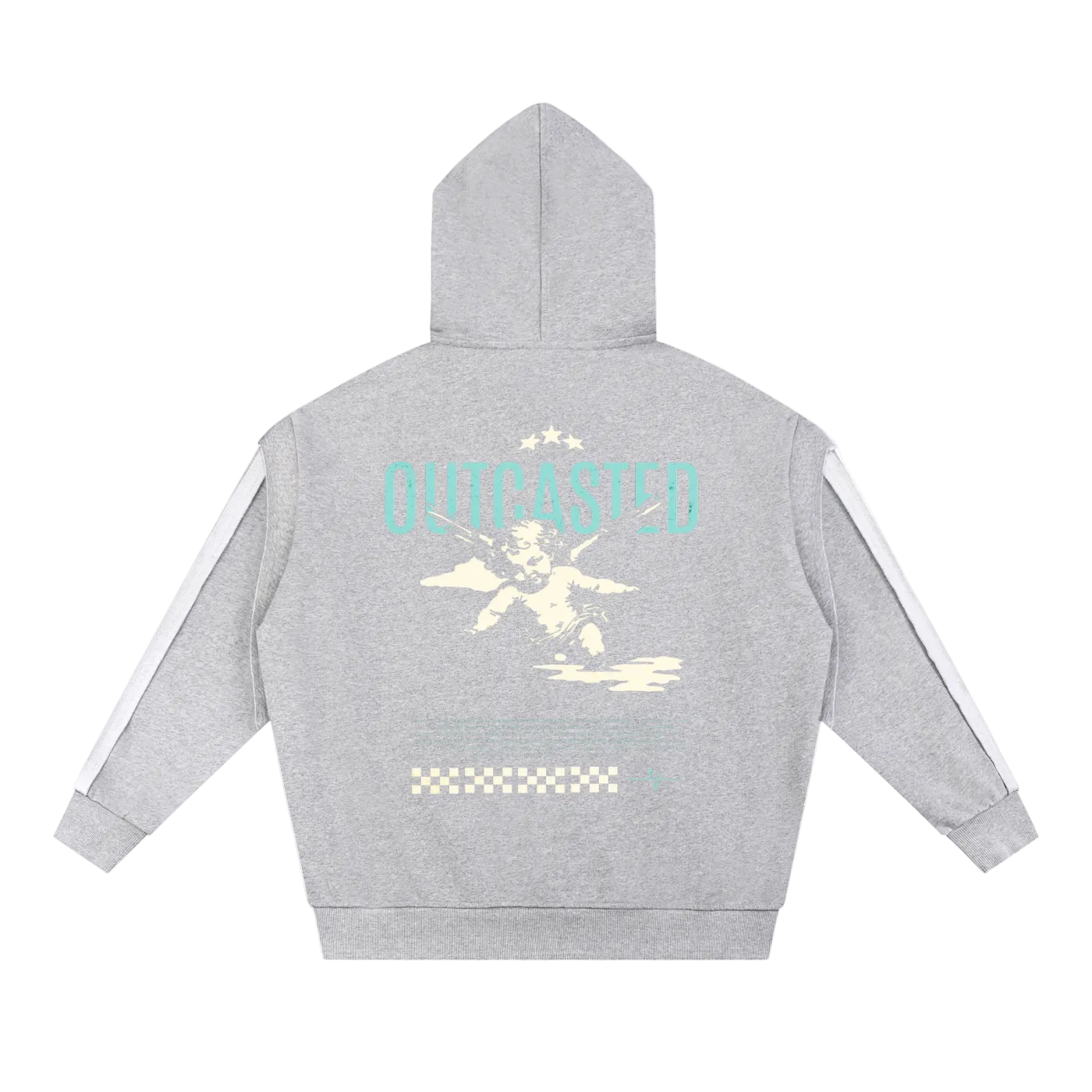 OutCasted Contrast Tape Raw Edge Double Layered Zip Hoodie