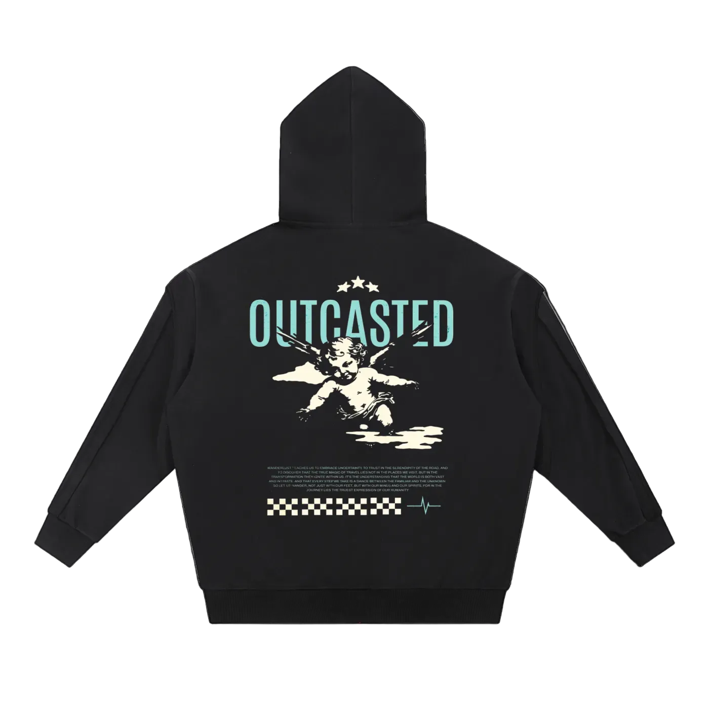 OutCasted Contrast Tape Raw Edge Double Layered Zip Hoodie