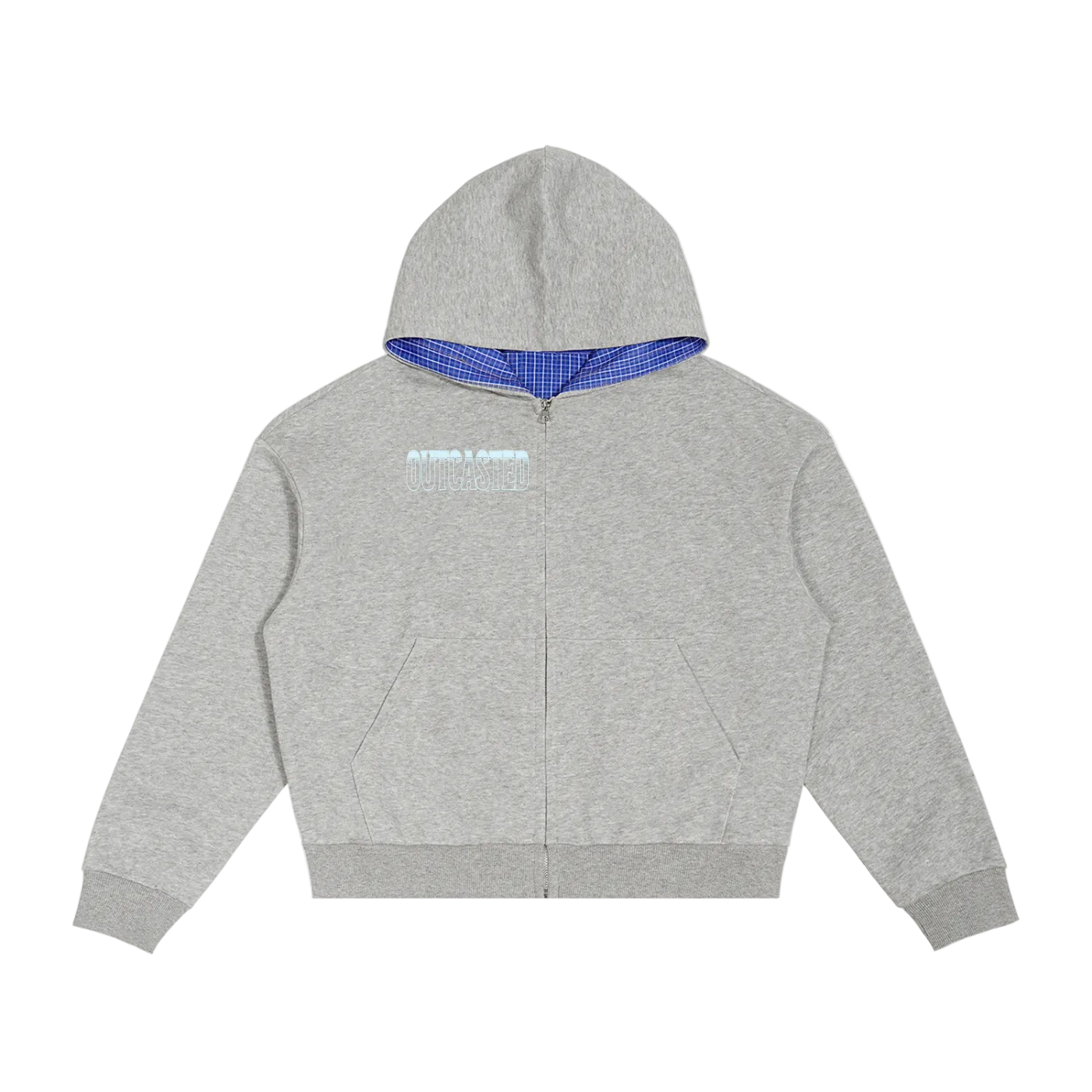 OutCasted Contrast Plaid Boxy Zip Hoodie