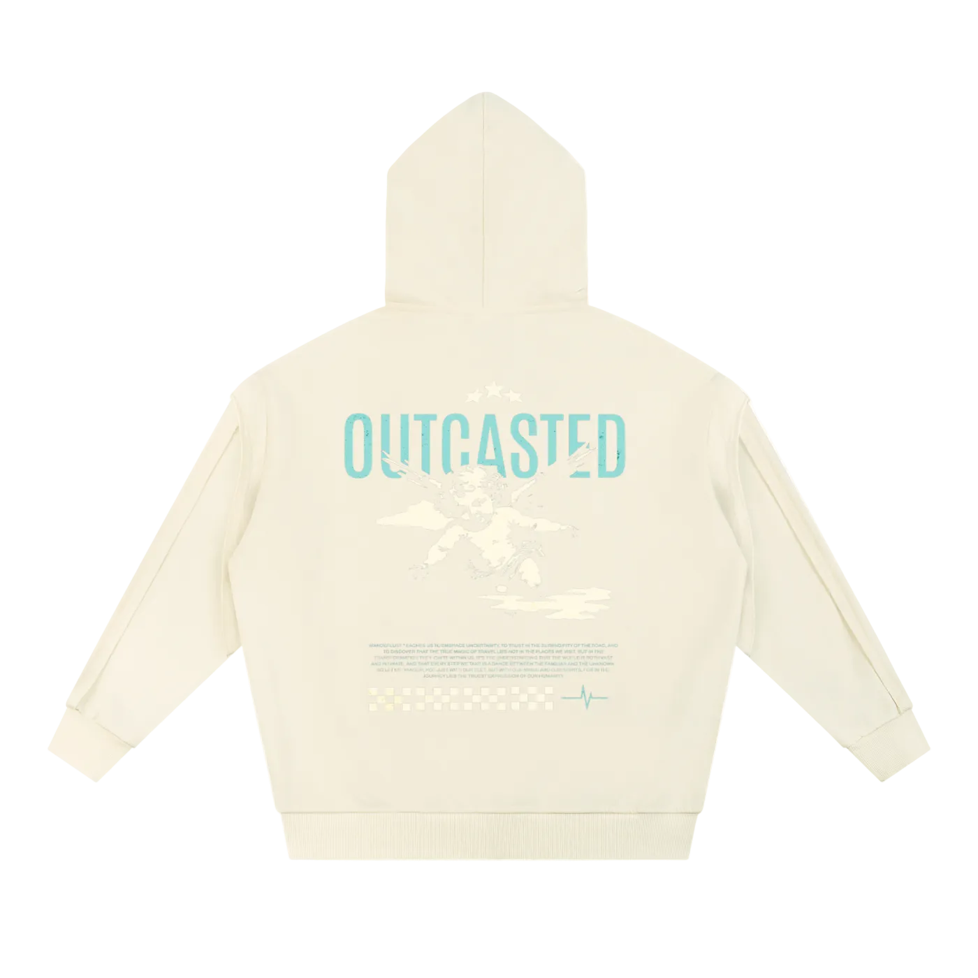 OutCasted Contrast Tape Raw Edge Double Layered Zip Hoodie