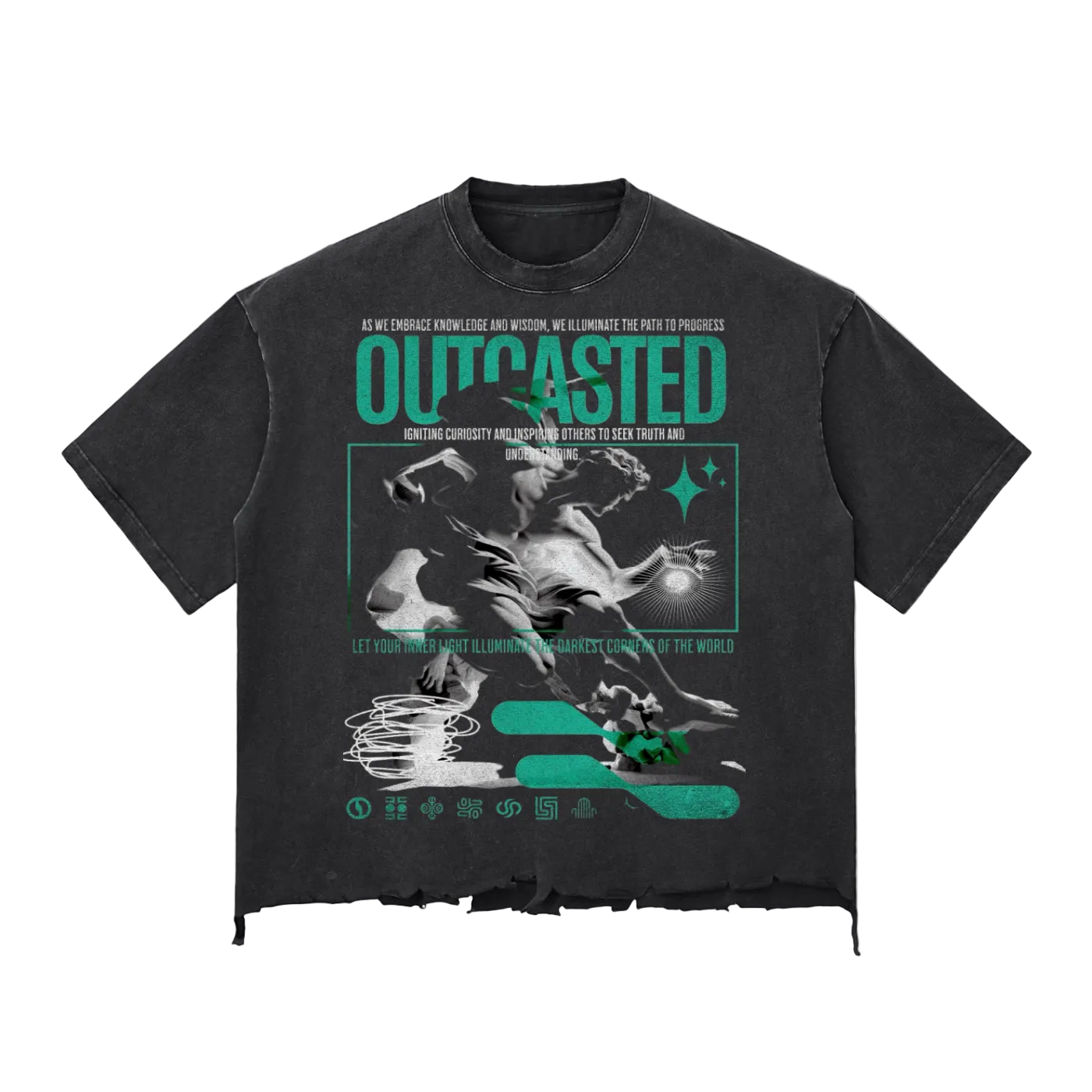 OutCasted Inner Light Snow Wash Raw-Hem Boxy T-shirt