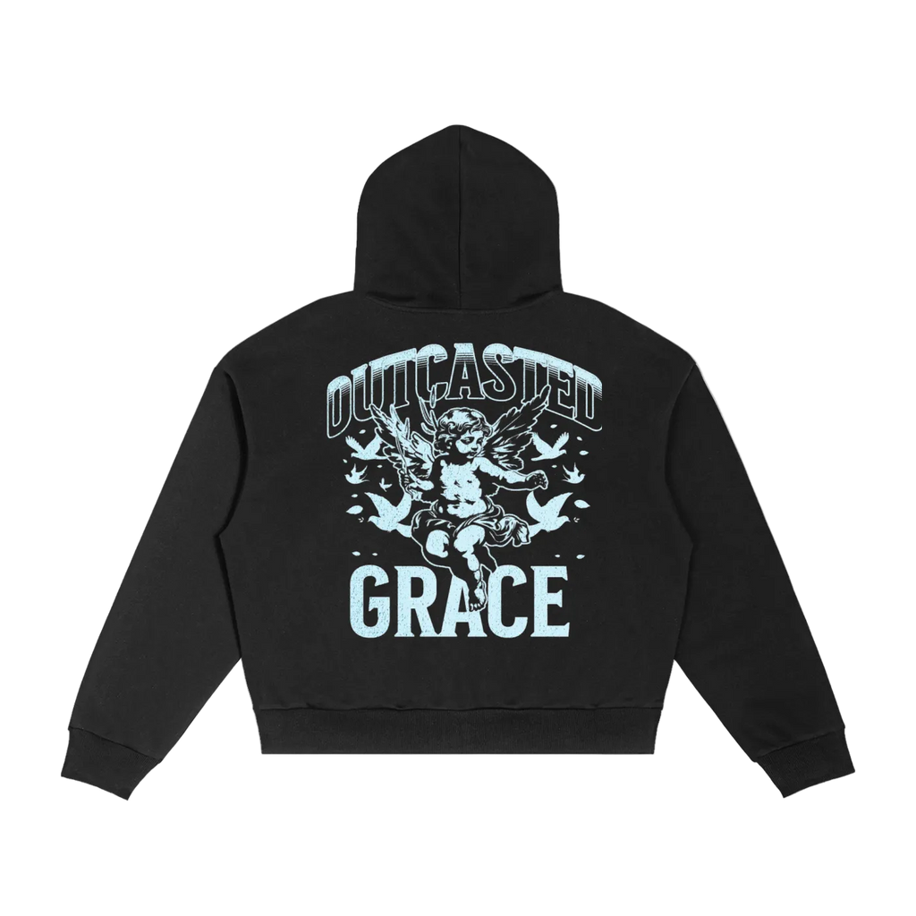 OutCasted Contrast Plaid Boxy Zip Hoodie