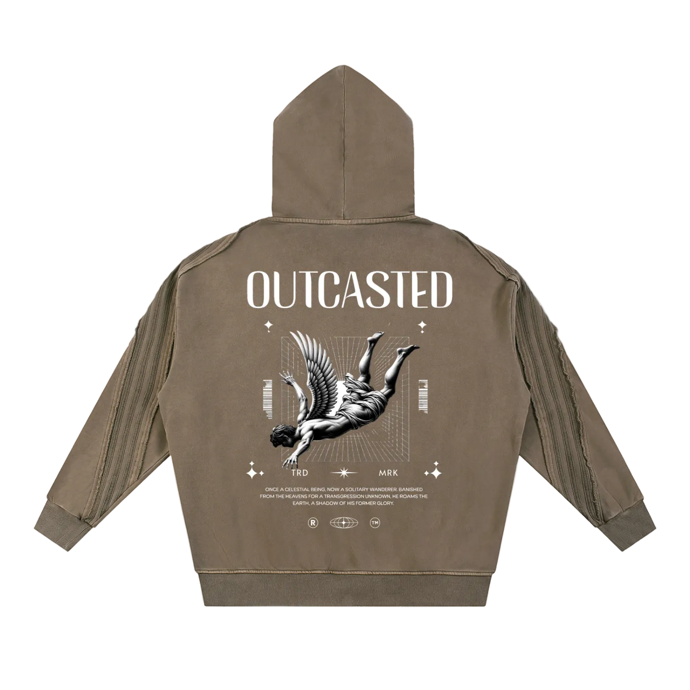 OutCasted Snow Washed Tape Raw Edge Zip Hoodie