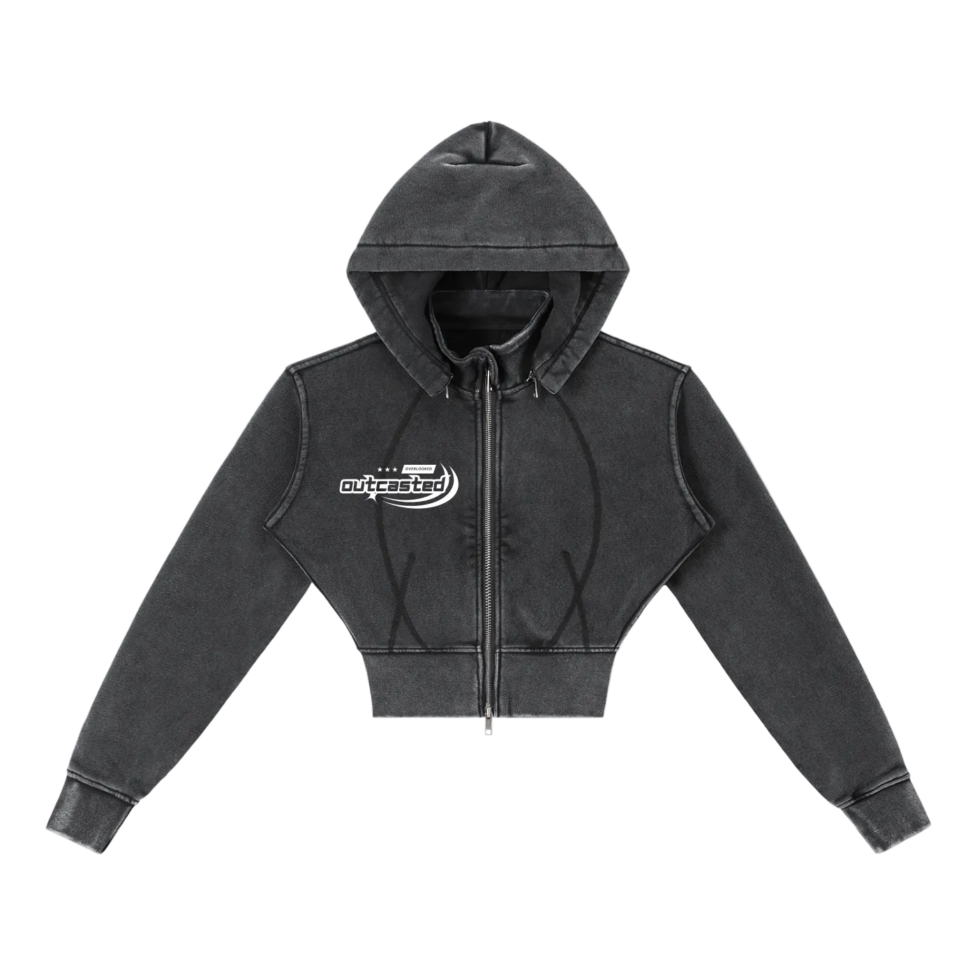 Vintage Washed Cropped Fleece Hoodie